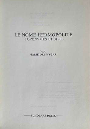 Le Nome Hermopolite. Toponymes et sites.