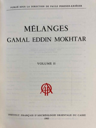 Mélanges Gamal ed-Din Mokhtar. Volumes I & II (complete set)[newline]M1110a-09.jpg