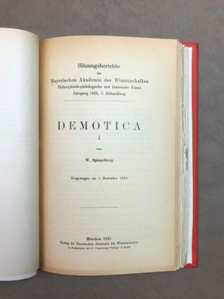 Varia. &Auml;gyptologische Mitteilungen. [with:] Beitr&auml;ge zur Erkl&auml;rung des neuen dreisprachigen Priesterdekretes zu Ehren des Ptolemaios Philopator. [with:] Demotica I. [with:] Demotica II. [with:] Der oder die Sphinx? [with:] Eine neue Urkunde zu der Siegesfeier des Ptolemaios IV und die Frage der &auml;gyptischen Priestersynoden. [with:] Neue Urkunden zum &auml;gyptischen Tierkultus[newline]M11111-05.jpeg