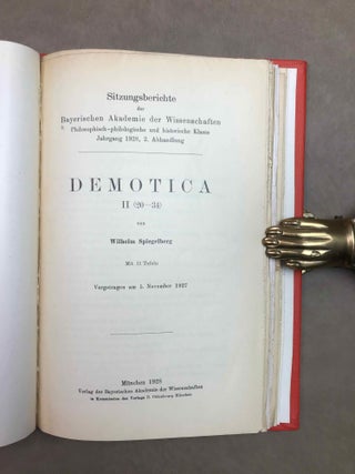 Varia. &Auml;gyptologische Mitteilungen. [with:] Beitr&auml;ge zur Erkl&auml;rung des neuen dreisprachigen Priesterdekretes zu Ehren des Ptolemaios Philopator. [with:] Demotica I. [with:] Demotica II. [with:] Der oder die Sphinx? [with:] Eine neue Urkunde zu der Siegesfeier des Ptolemaios IV und die Frage der &auml;gyptischen Priestersynoden. [with:] Neue Urkunden zum &auml;gyptischen Tierkultus[newline]M11111-07.jpeg
