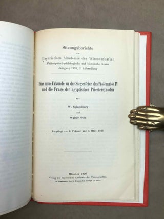 Varia. &Auml;gyptologische Mitteilungen. [with:] Beitr&auml;ge zur Erkl&auml;rung des neuen dreisprachigen Priesterdekretes zu Ehren des Ptolemaios Philopator. [with:] Demotica I. [with:] Demotica II. [with:] Der oder die Sphinx? [with:] Eine neue Urkunde zu der Siegesfeier des Ptolemaios IV und die Frage der &auml;gyptischen Priestersynoden. [with:] Neue Urkunden zum &auml;gyptischen Tierkultus[newline]M11111-09.jpeg
