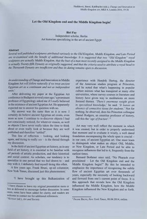 Change and innovation in Middle Kingdom art. Proceedings of the MeKeTRE Study Day held at the Kunsthistorisches Museum, Vienna (3rd May 2013).