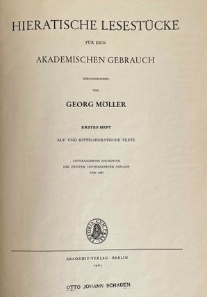 Hieratische Lesestücke. Hefte I, II & III (complete set)