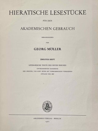 Hieratische Lesestücke. Hefte I, II & III (complete set)