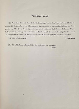 Hieratische Lesestücke. Hefte I, II & III (complete set)