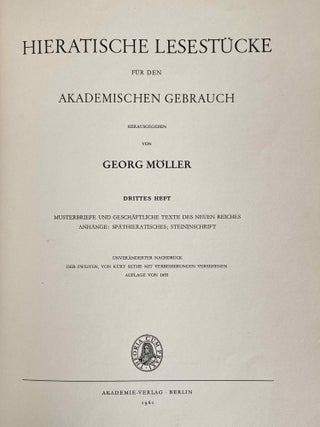 Hieratische Lesestücke. Hefte I, II & III (complete set)