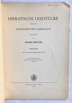 Hieratische Lesestücke. Hefte I, II & III (complete set)[newline]M1114f-02.jpg