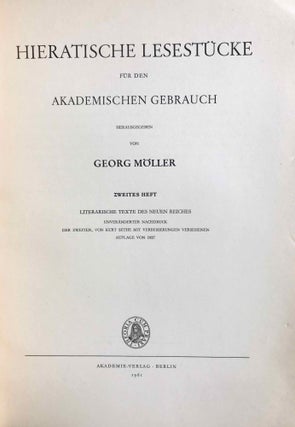 Hieratische Lesestücke. Hefte I, II & III (complete set)