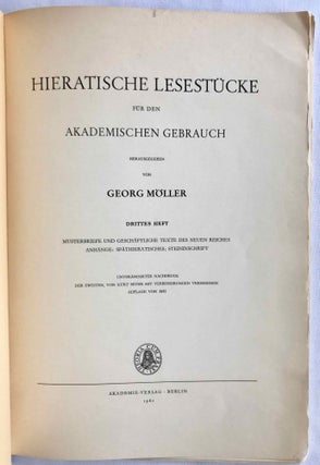 Hieratische Lesestücke. Hefte I, II & III (complete set)[newline]M1114f-12.jpg