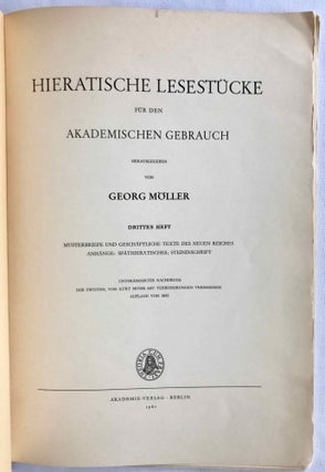 Hieratische Lesestücke. Hefte I, II & III (complete set)