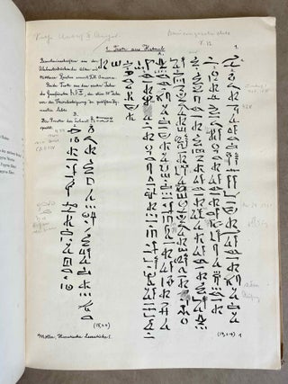 Hieratische Lesestücke. Heft I: Alt- und mittelhieratische Texte. Heft II: Literarische Texte des Neuen Reiches. Heft III: Musterbriefe und geschäftliche Texte des Neuen Reiches. Anhänge: Späthieratisches; Steininschrift. (complete set)