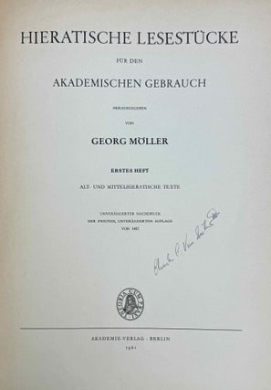 Hieratische Lesestücke. Hefte I, II & III (complete set)
