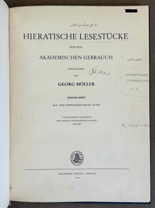 Hieratische Lesest&uuml;cke. Hefte I, II & III (complete set)[newline]M1114o-02.jpeg