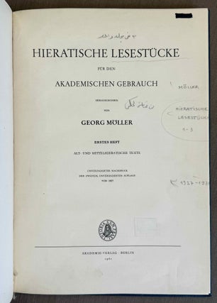 Hieratische Lesestücke. Hefte I, II & III (complete set)