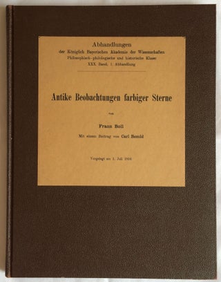 Item #M1119a Antike Beobachtungen farbiger Sterne. BOLL Franz - BEZOLD Carl[newline]M1119a.jpg
