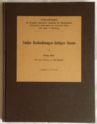 Item #M1119a Antike Beobachtungen farbiger Sterne. BOLL Franz - BEZOLD Carl