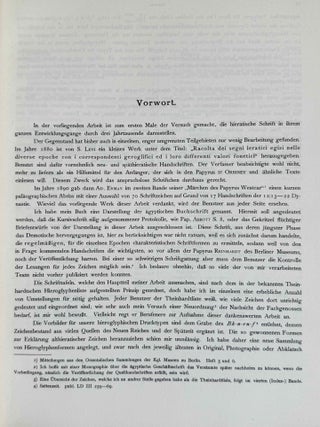 Hieratische Pal&auml;ographie. Die altaegyptische Buchschrift in ihrer Entwicklung von der f&uuml;nften Dynastie bis zur r&ouml;mischen Zeit. Band I, II & III (complete set) + Erg&auml;nzungsheft zu Band I und Band II.[newline]M1120n-04.jpeg