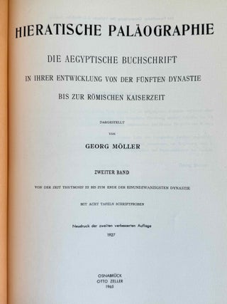 Hieratische Pal&auml;ographie. Die altaegyptische Buchschrift in ihrer Entwicklung von der f&uuml;nften Dynastie bis zur r&ouml;mischen Zeit. Band I, II & III (complete set) + Erg&auml;nzungsheft zu Band I und Band II.[newline]M1120n-08.jpeg