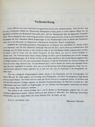 Hieratische Pal&auml;ographie. Die altaegyptische Buchschrift in ihrer Entwicklung von der f&uuml;nften Dynastie bis zur r&ouml;mischen Zeit. Band I, II & III (complete set) + Erg&auml;nzungsheft zu Band I und Band II.[newline]M1120n-19.jpeg