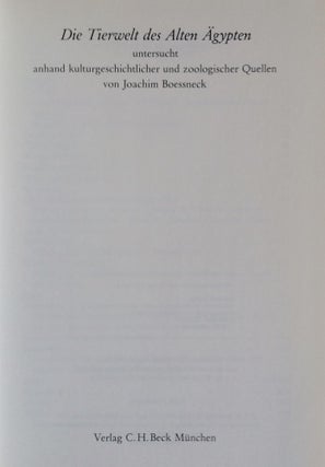 Item #M1123 Die Tierwelt des Alten Ägypten : untersucht anhand kulturgeschichtlicher und...
