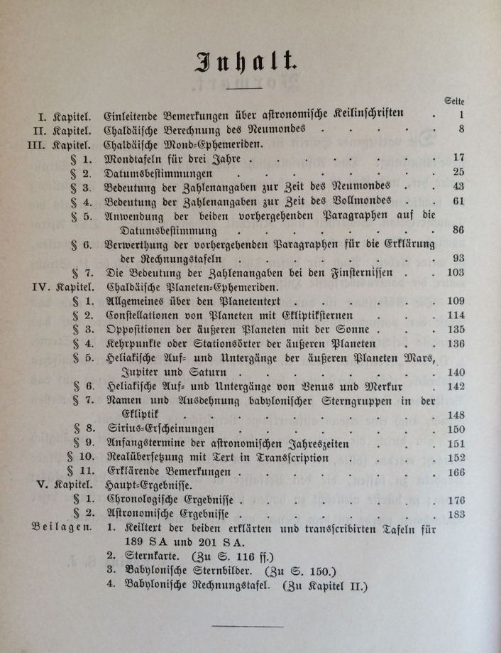 Item #M1125 Astronomisches aus Babylon. Oder: das Wissen der Chald&auml;er &uuml;ber den gestirnten Himmel. Mit Copien der einschl&auml;gigen Keilschrifttafeln und anderen Beilagen. EPPING Joseph - STRASSMEIER Johann Nepomuk.