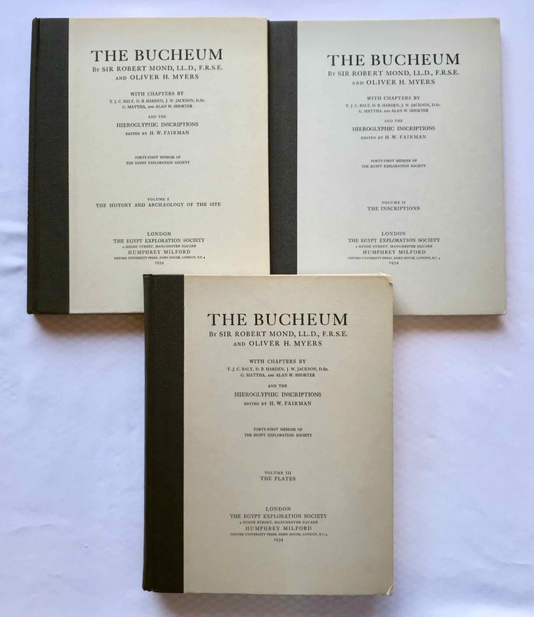 Item #M1128f The Bucheum. Vol. I: The history and archaeology of the site. Vol. II: The inscriptions. Vol. III: The plates (complete set). MOND Robert - MYERS Oliver H.[newline]M1128f.jpg