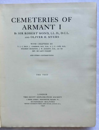 The cemeteries of Armant. Vol. I: Text. Vol. II: Plates (complete set)[newline]M1130a-10.jpg