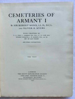 The cemeteries of Armant. Vol. I: Text. Vol. II: Plates (complete set)