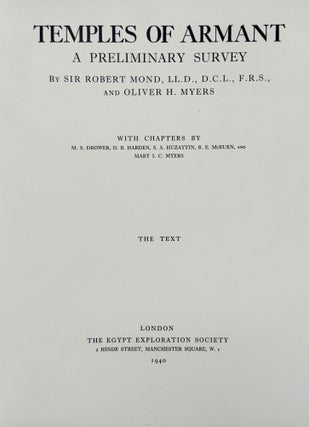 The temples of Armant. Vol. I: Text. Vol. II: Plates (complete set)