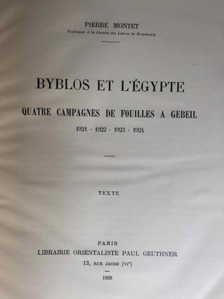 Byblos et l'Egypte. 4 campagnes de fouilles à Gebeil 1921-1922-1923-1924. Tome I: Texte. Tome II: Atlas (complete set)[newline]M1134b-03.jpg