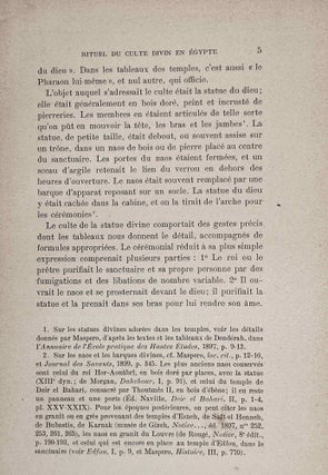Le rituel du culte divin journalier en Egypte. D'après les papyrus de Berlin et les textes du temple de Séti Ier à Abydos.