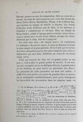 Le rituel du culte divin journalier en Egypte. D'après les papyrus de Berlin et les textes du temple de Séti Ier à Abydos.