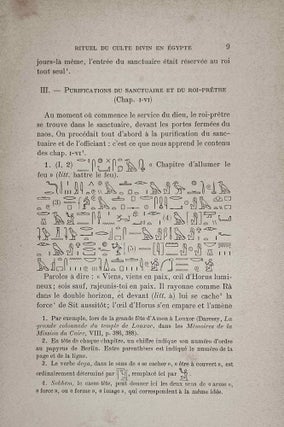 Le rituel du culte divin journalier en Egypte. D'après les papyrus de Berlin et les textes du temple de Séti Ier à Abydos.