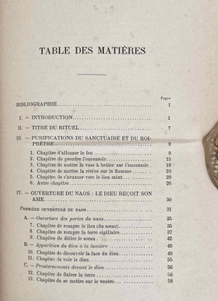 Le rituel du culte divin journalier en Egypte. D'après les papyrus de Berlin et les textes du temple de Séti Ier à Abydos.