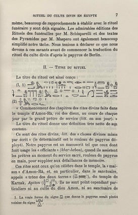 Le rituel du culte divin journalier en Egypte. D'après les papyrus de Berlin et les textes du temple de Séti Ier à Abydos.
