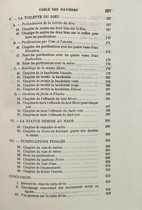 Le rituel du culte divin journalier en Egypte. D'après les papyrus de Berlin et les textes du temple de Séti Ier à Abydos.