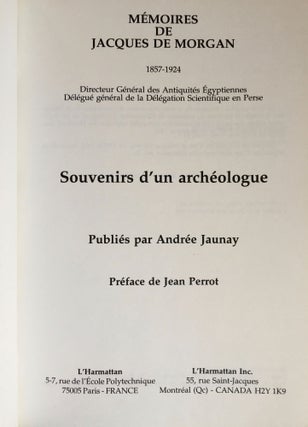 Mémoires de Jacques de Morgan (1857-1924). Souvenirs d'un archéologue.[newline]M1161-01.jpg