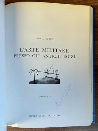Quaderni di Torino 1-7. Vol. 1: La satira nell' antico Egitto (S. Curto). Vol. 2: Le pitture murali della chiesa di Sonki nel Sudan. La Nubia cristiana (S. Donadoni - S. Curto). Vol. 3: L'arte militare presso gli antichi egizi (S. Curto). Vol. 4: La Capella di Maia (M. Tosi). Vol. 5: Medicina e medici nell'antico Egitto (S. Curto). Vol. 6: Il tempio di Ellesija (S. Curto). Vol. 7: Una stirpe di pittori a Tebe (M. Tosi).[newline]M11645-03.jpeg