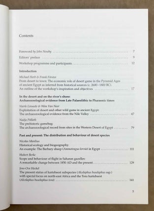 Desert animals in the eastern Sahara. Status, economic significance, and cultural reflection in antiquity. Proceedings of an interdisciplinary ACACIA workshop held at the University of Cologne, December 14-15, 2007.