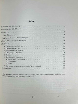 Akademieschriften, 1950-1967. 1) Eine &auml;gyptische Schreibpalette als Rechenbrett. 2) Alt&auml;gyptische Festdaten. 3) Der Denkstein Sethos' I. f&uuml;r die Kapelle Ramses' I. in Abydos. 4) Die Deutung der Geheimnisse des Rituals f&uuml;r die Abwehr des B&ouml;sen. 5) Hieroglyphen - Untersuchungen zum Ursprung der Schrift. 6) Kanais. Der Tempel Sethos I. im Wadi Mia. 7) Die Reinigung Pharaohs in einem memphitischen Tempel (Berlin P 13242). 8) Das sch&ouml;ne Fest vom W&uuml;stentale. Festbr&auml;uche einer Totenstadt. 9) Die Schrift der verborgenen Kammer in K&ouml;nigsgr&auml;bern der 18. Dynastie. (Gliederung, Titel und Vermerke). 10) Zum Kr&ouml;nungstag der K&ouml;nigin Hatscheps&ucirc;t. 11) Zur Kr&ouml;nungstitulatur der Pyramidenzeit. 12) Zum Weltbild der Jenseitsf&uuml;hrer des neuen Reiches.[newline]M11917-16.jpeg