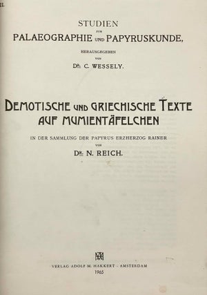Demotische und griechische Texte auf Mumientäfelchen in der Sammlung der Papyrus Erzherzog Rainer