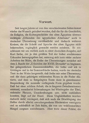 Urkunden (IV) (Urkunden des Ägyptischen Altertums IV. Abt.) der 18. Dynastie. Übersetzung zu den Heften 1-4.