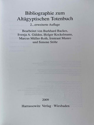 Bibliographie zum Alt&auml;gyptischen Totenbuch. 2., erweiterte Auflage.