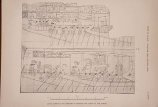 Deir el-Bahari, complete set of 7 volumes: Introduction volume: its plan, its founders and its first explorers. Part I (Pl. I-XXIV): The North-Western end of the upper platform. Part II (Pl. XXV-LV): The ebony shrine. Northern half of the middle platform. Part III (Pl. LVI-LXXXVI): End of northern half and southern half of the middle platform. Part IV (Pl. LXXXVII-CXVIII): The shrine of Hathor and the southern hall of offerings. Part V (Pl. CXIX-CL): The upper court and sanctuary. Part VI (Pl. CLI-CLXXIV): The lower terrace, additions and plans.[newline]M1197-27.jpg
