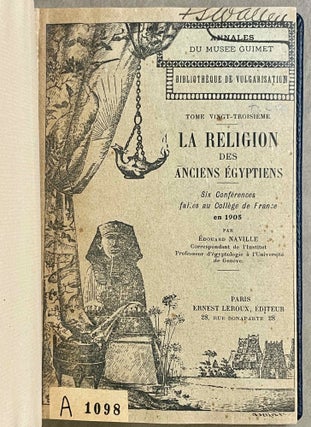 Item #M1198 La religion des anciens Egyptiens - 6 conférences faites au Collège de France en...[newline]M1198-00.jpeg