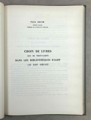 Choix de livres qui se trouvaient dans les bibliothèques d'Alep (au XIIIe siècle).