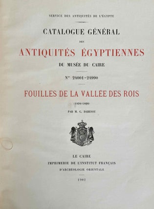 Fouilles de la Vallée des Rois (Catalogue Général du Musée du Caire, Nos 24001-24990). 2 volumes (complete set)