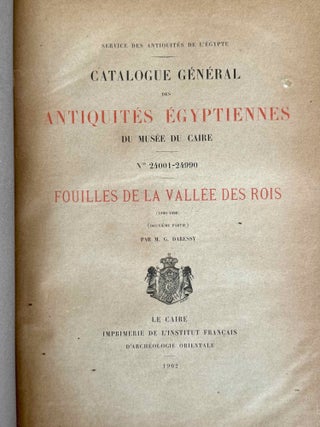 Fouilles de la Vallée des Rois (Catalogue Général du Musée du Caire, Nos 24001-24990). 2 volumes (complete set)