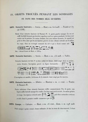 Fouilles de la Vallée des Rois (Catalogue Général du Musée du Caire, Nos 24001-24990). 2 volumes (complete set)