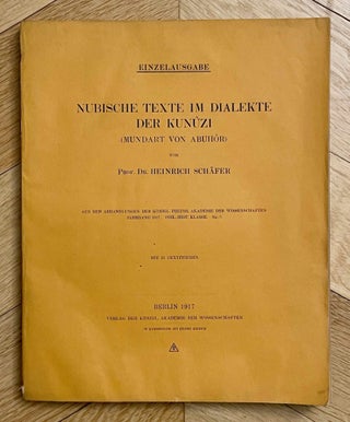 Item #M12045 Nubische texte im Dialekte der Kunûzi (mundart von Abuhôr). SCHÄFER Heinrich